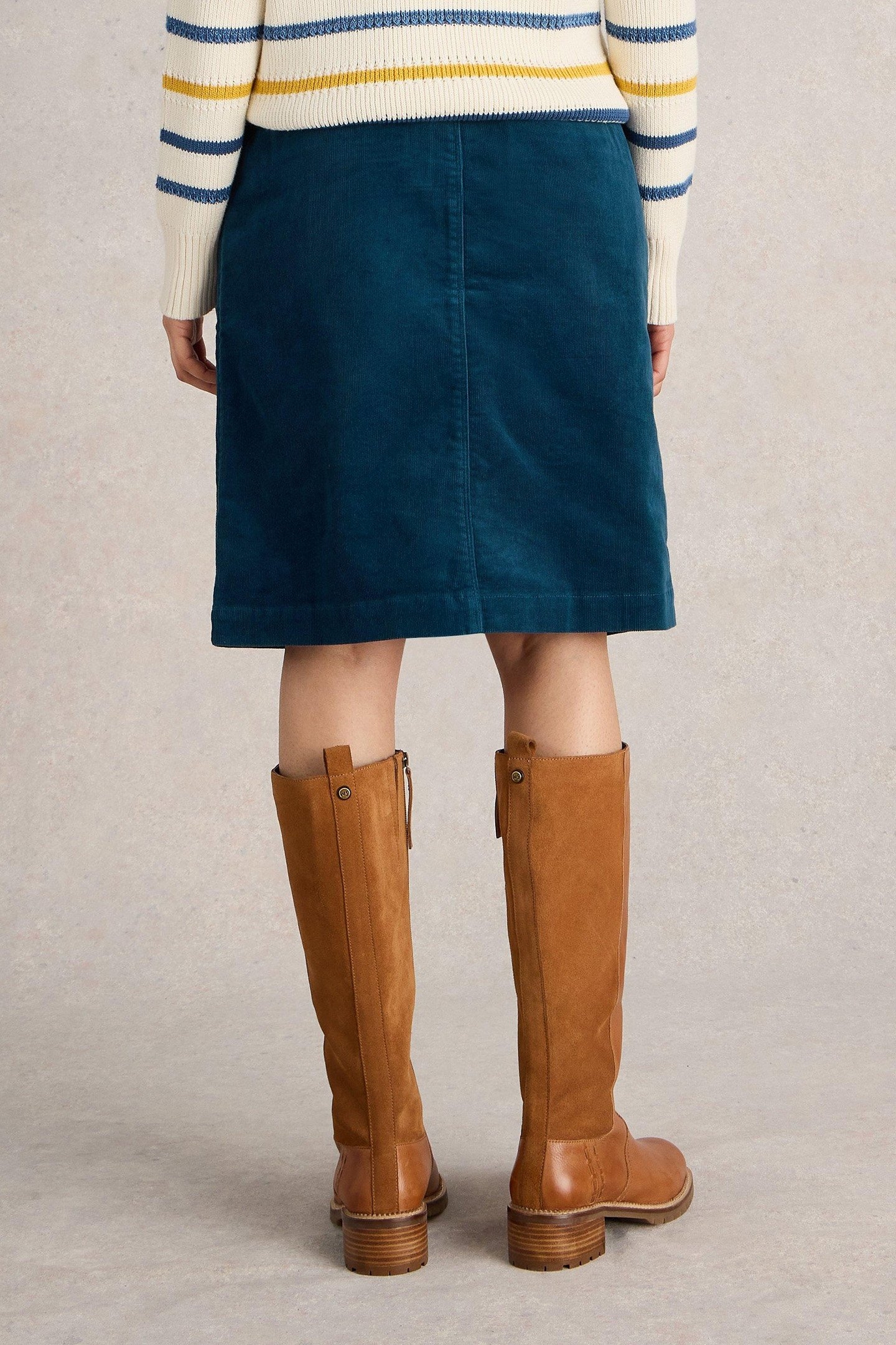 MELODY ORGANIC CORD SKIRT MID TEAL 2