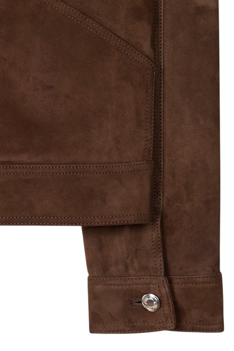 MENS SUEDE DENIM STYLE JACKET DARK BROWN 8