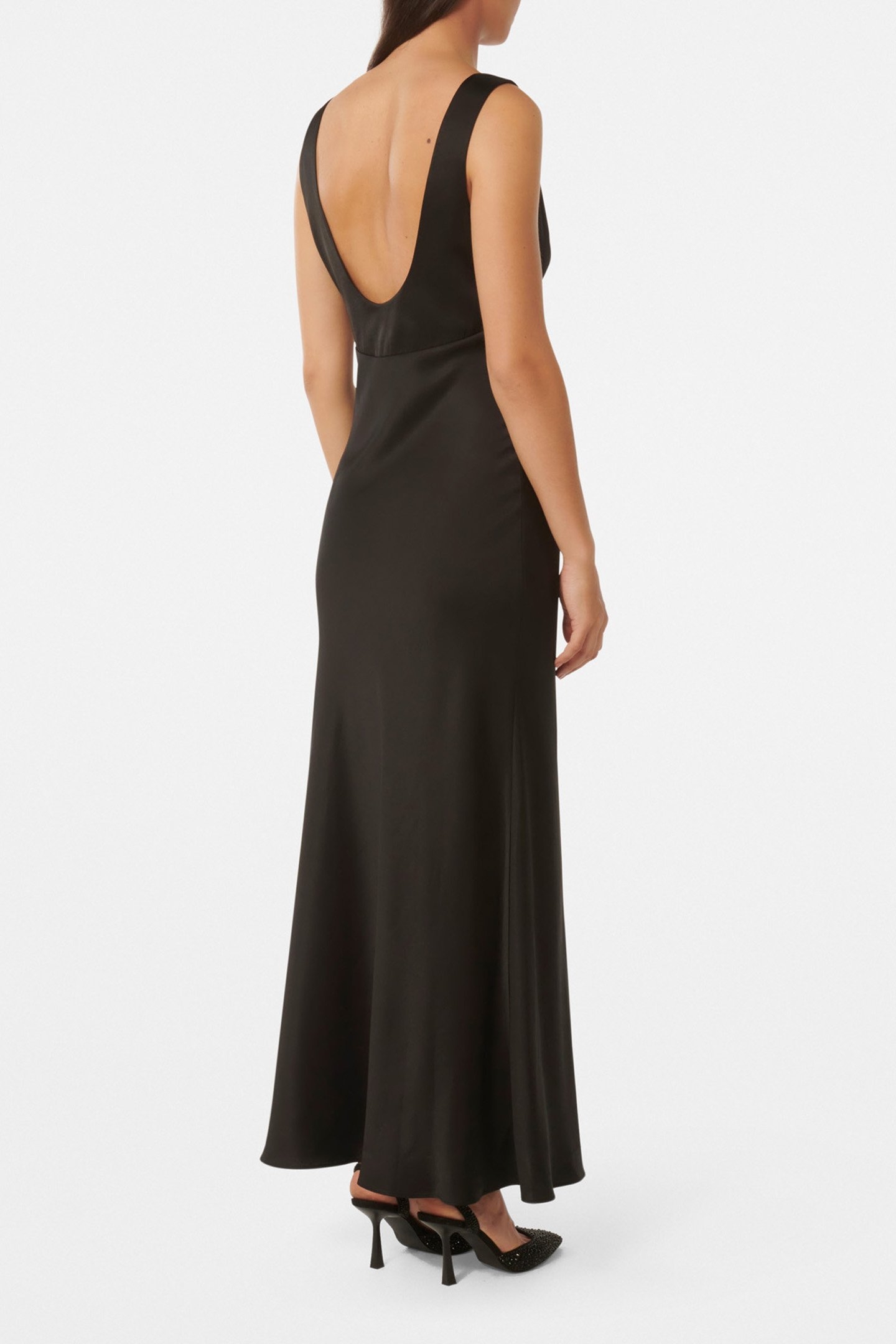 CAMERON V NECK SATIN MAXI DRESS BLACK 2