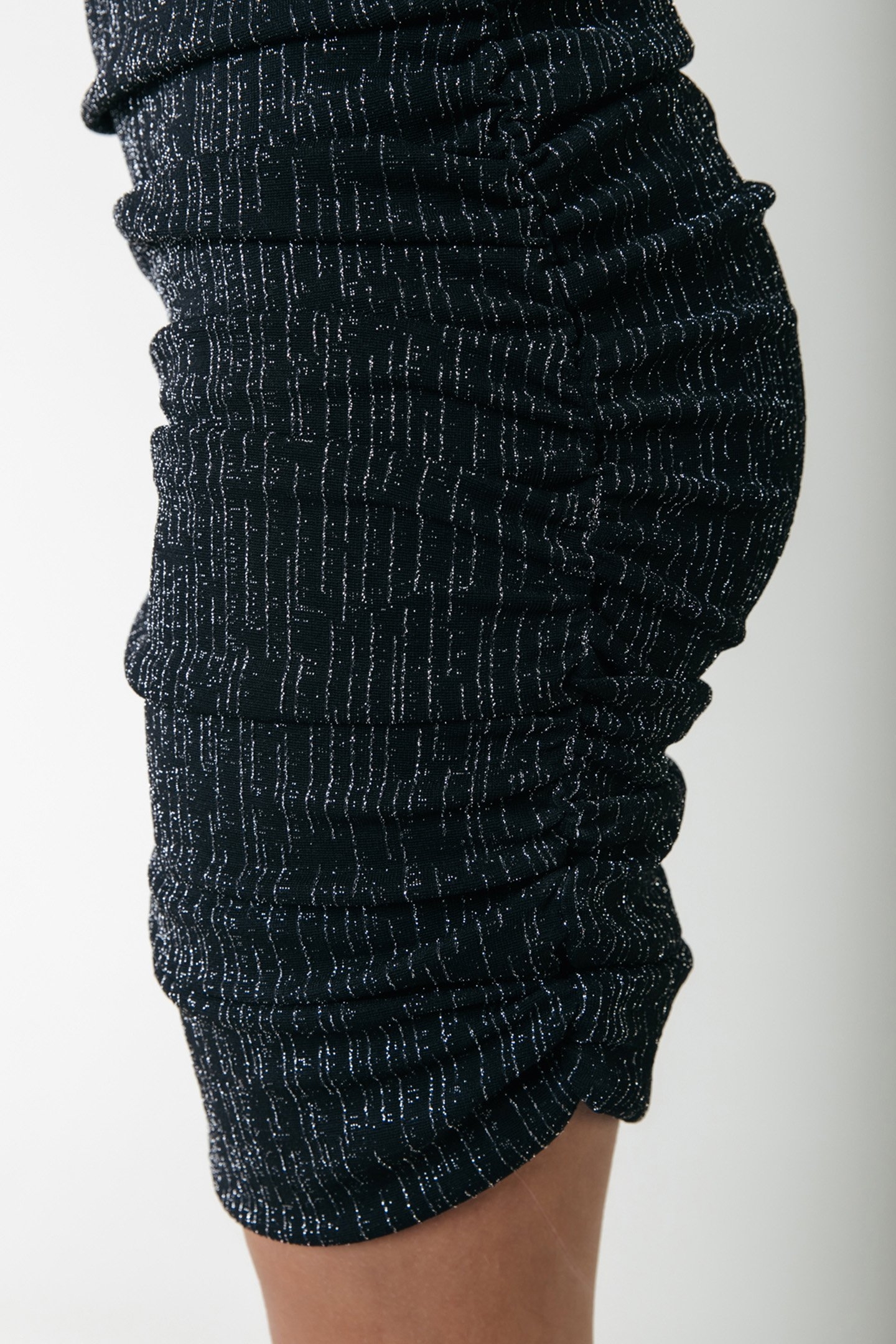 BRYSSA LUREX STRIPES PADDED DRESS LS METALLIC SILVER 5