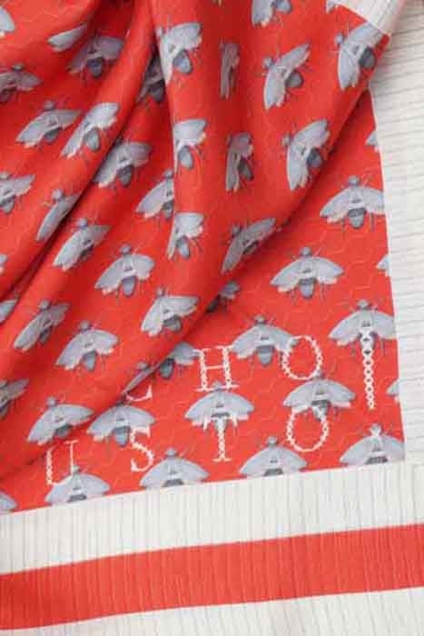 SILK SCARF ST. TROPEZ BEE RED 3