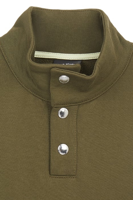 MENS REG FIT PLACKET SWEATSHIRT ZEBRA OLIVE GREEN 2