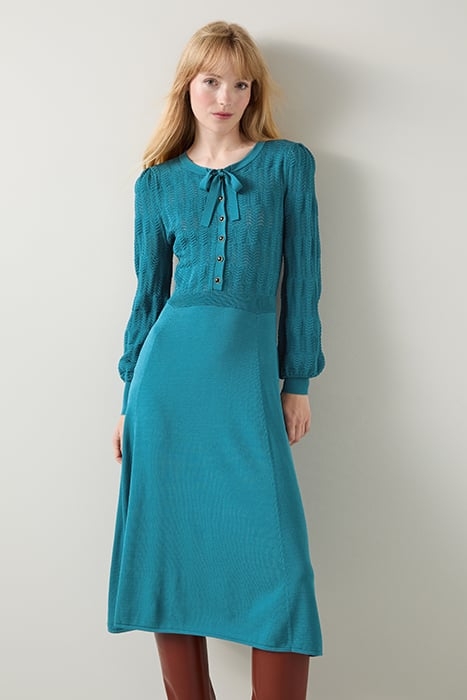 SUSANNAH KNIT MIDI DRESS TEAL 1