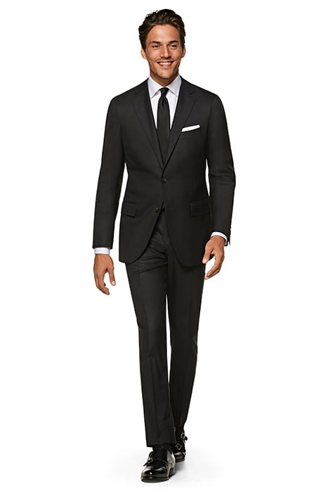 BLACK SLIM LEG STRAIGHT TROUSERS 3