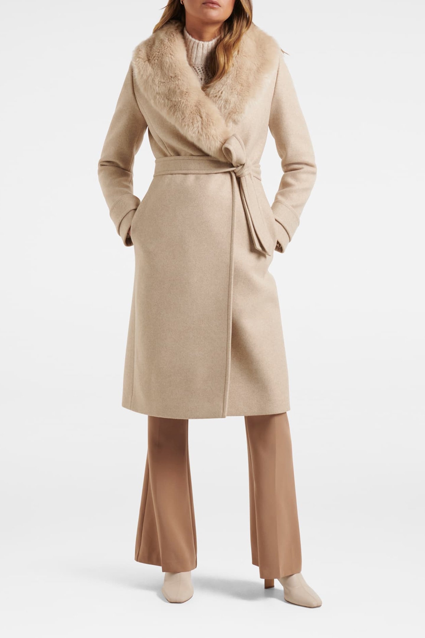 NORA FUR COLLAR COAT CAMEL MARLE 1
