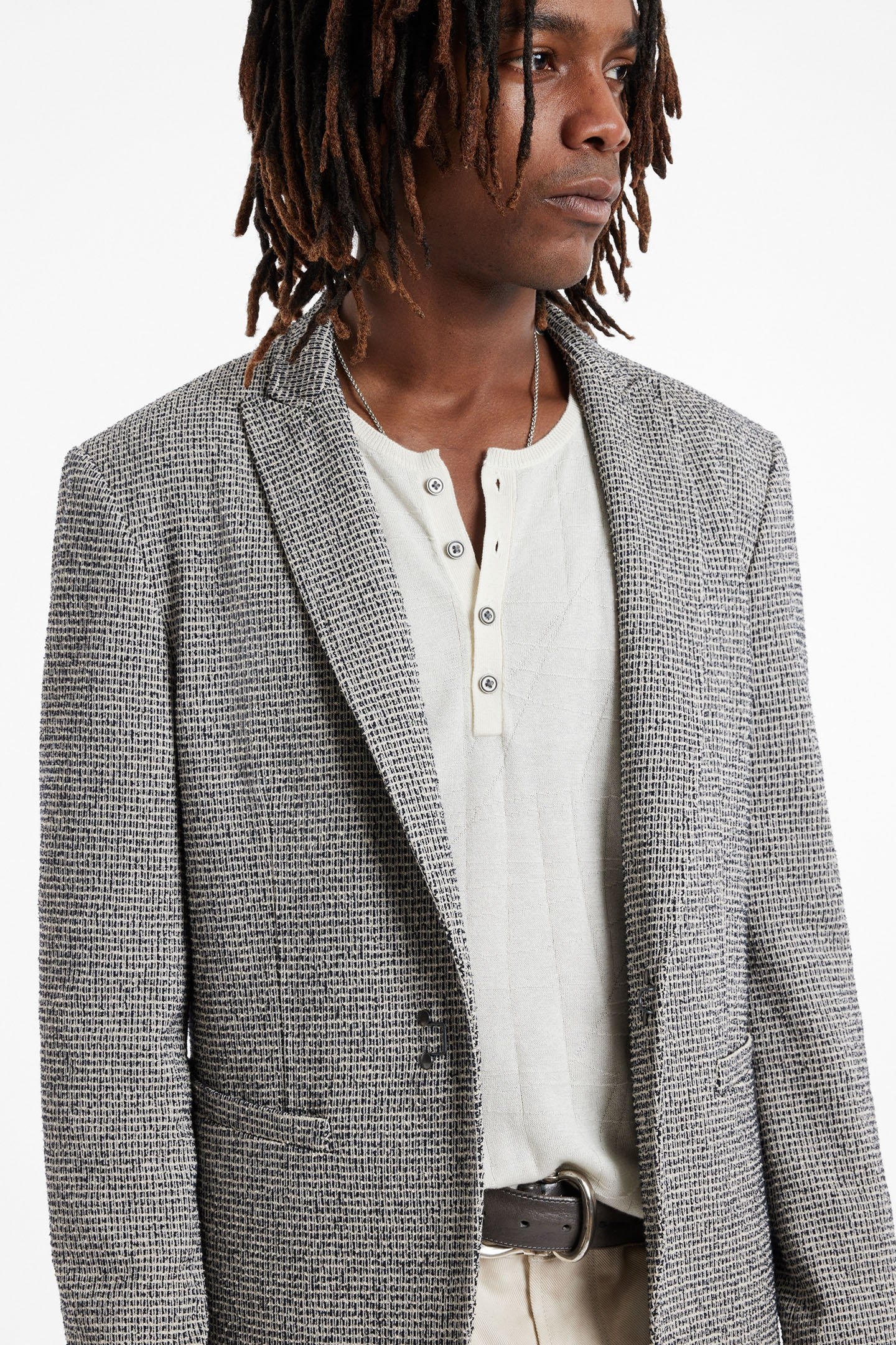 PEAK LAPEL ONE HOOK LYNN JACKET BLACK/WHITE 3