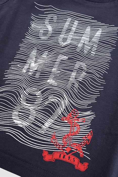 BLUE T-SHIRT ORGANIC COTTON STRIPED MESSAGE BABY BOY 3