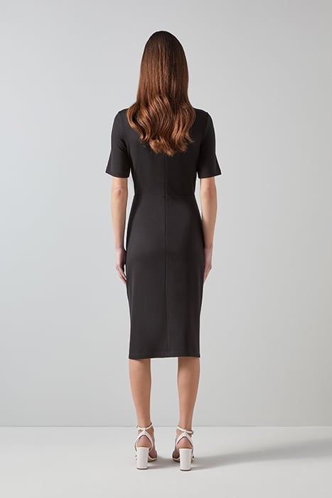 LILA TUCK MIDI DRESS BLACK 3