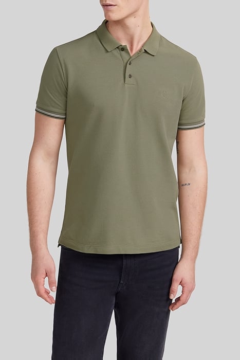 ARMY GREEN UPCYCLED PIQUE KNIT POLO SHIRT 1
