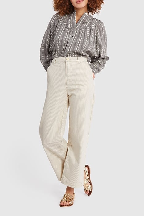 BEIGE FINE-STRIPED WIDE-LEG TROUSERS 5