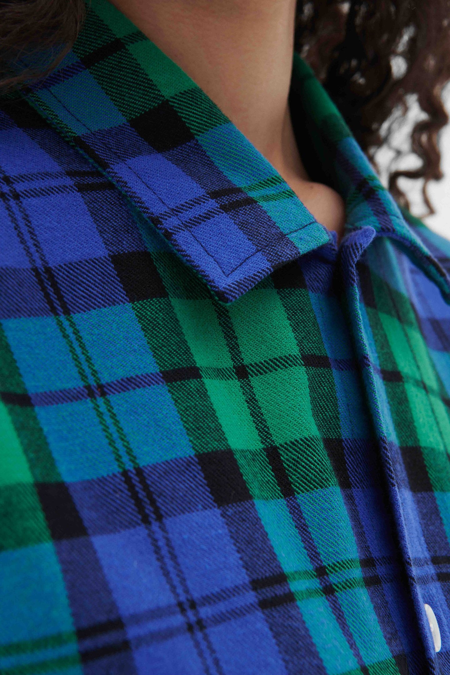 UNISEX FLANNEL, PYJAMAS SHIRT BLUE GREEN PLAID 2