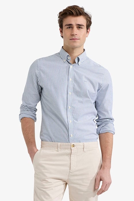 STRETCH OXFORD SHIRT BIG STRIPE NAVY 1