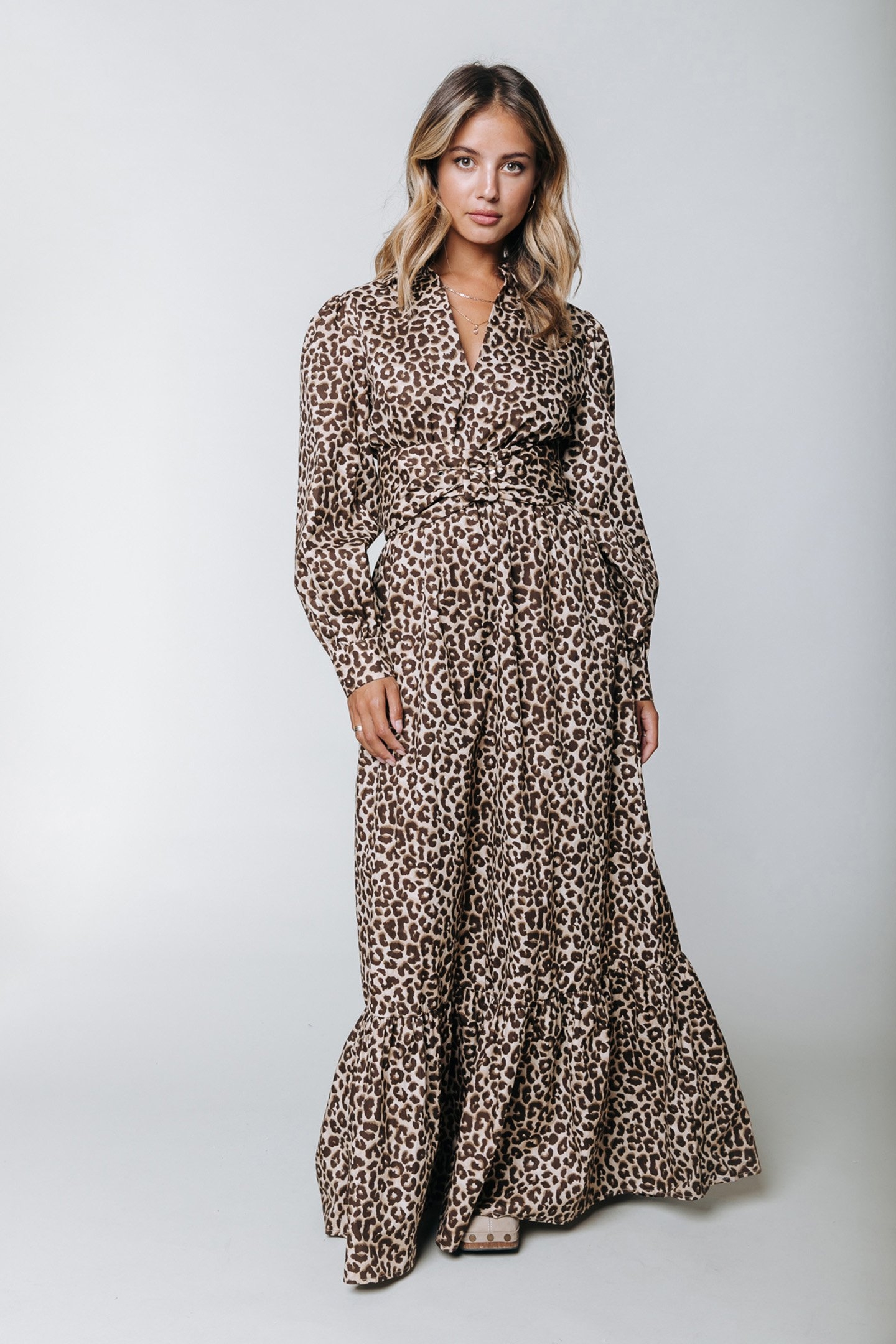 DAVINA LEOPARD MAXI DRESS SAND 1