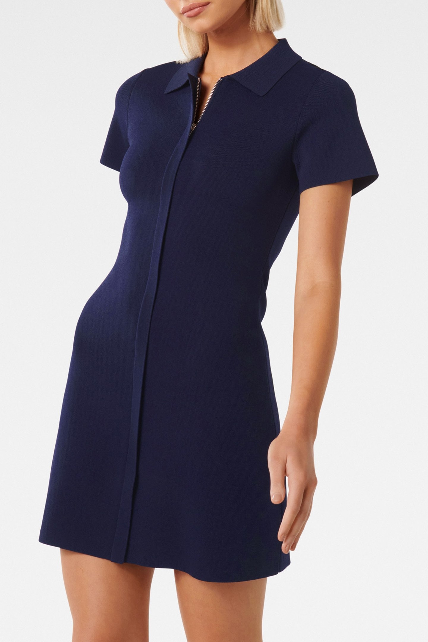 BETH ZIP CREPE KNITTED DRESS NAVY 5