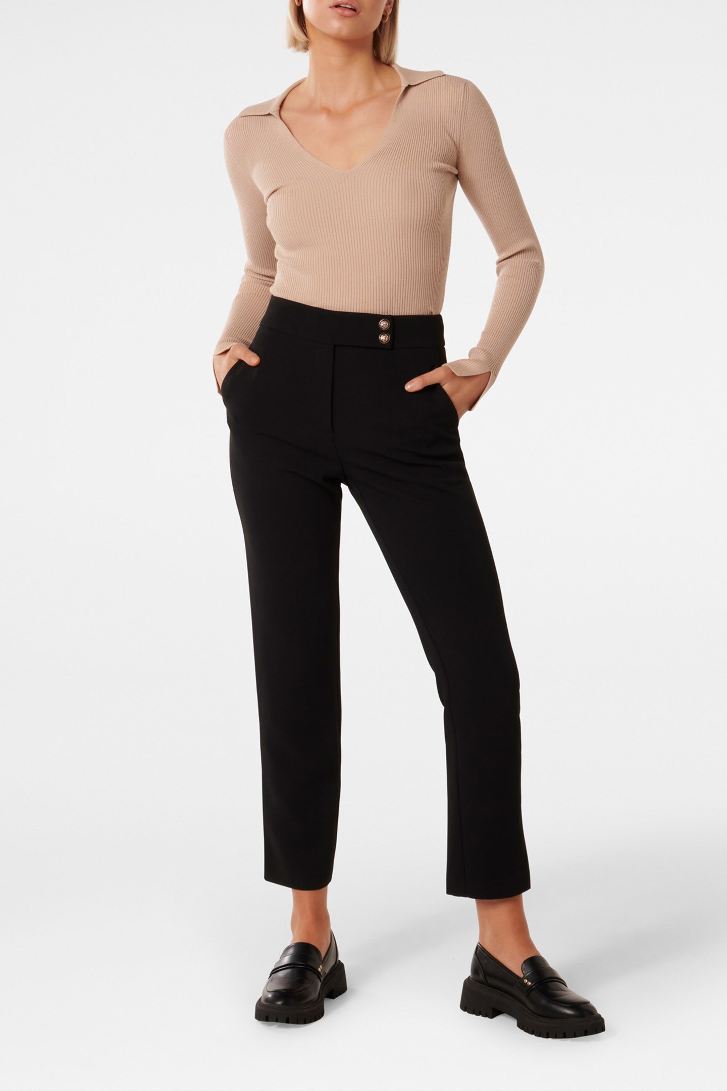 KYLIE BUTTON CIGARETTE PANTS BLACK 3