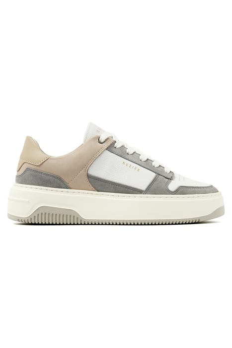 BASKET COURT (L) WHITE LEATHER GREY - TAUPE 1