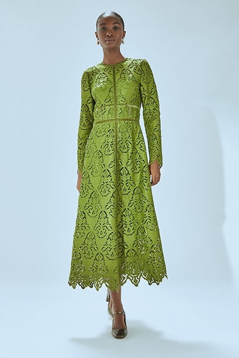 GRACIE LACE MIDI DRESS OLIVE 1