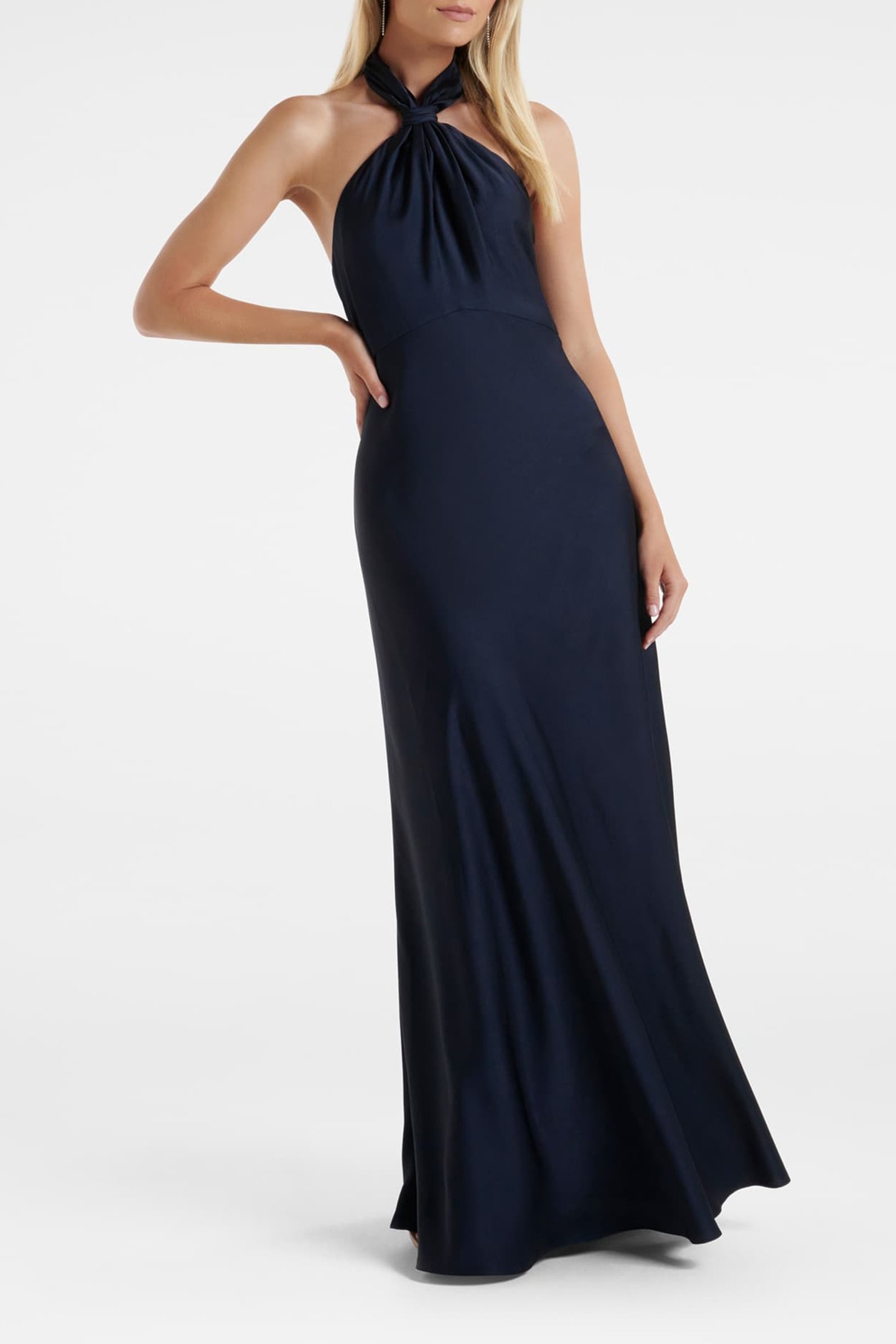 YVETTE KNOT TIE NECK GOWN NAVY 1