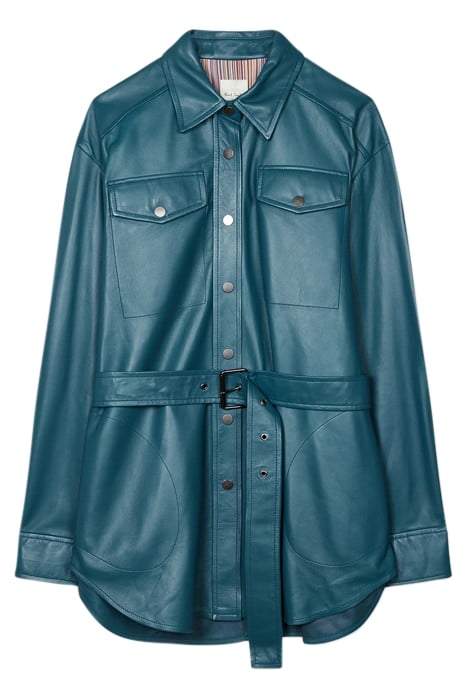 WOMENS SHIRT LEATHER PETROL BLUE 3