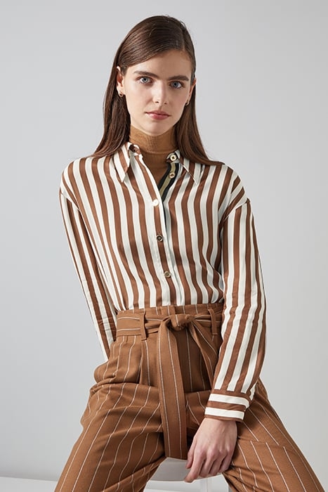 BLYTHE STRIPE BUTTON-DOWN SHIRT BROWN 4