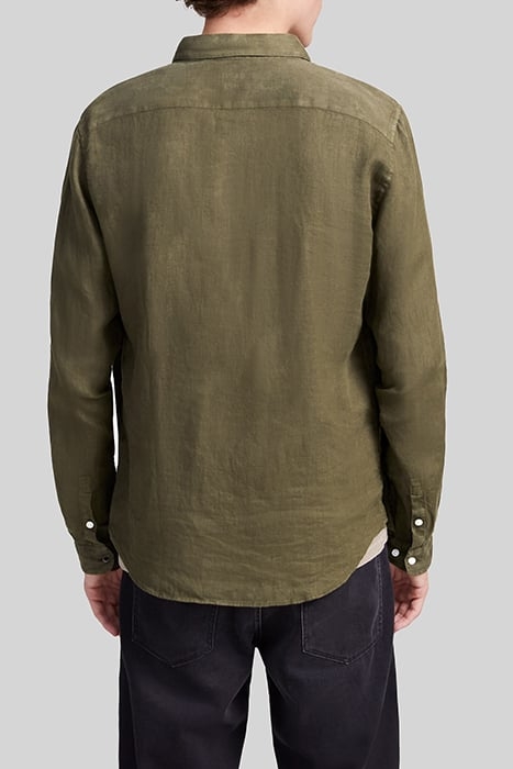 ARMY GREEN PURE LINEN SLIM SHIRT 2