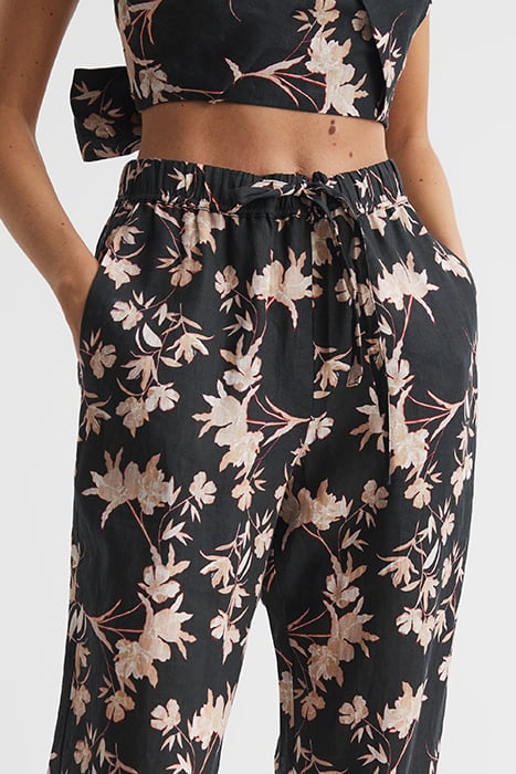 LEO-LINEN PRINT TROUSER BLACK PRINT 6