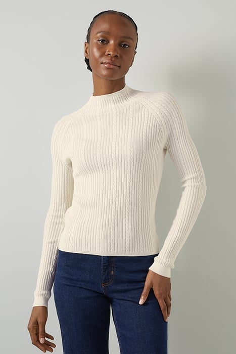 WEST CABLE KNITTED SWEATER CREAM 1