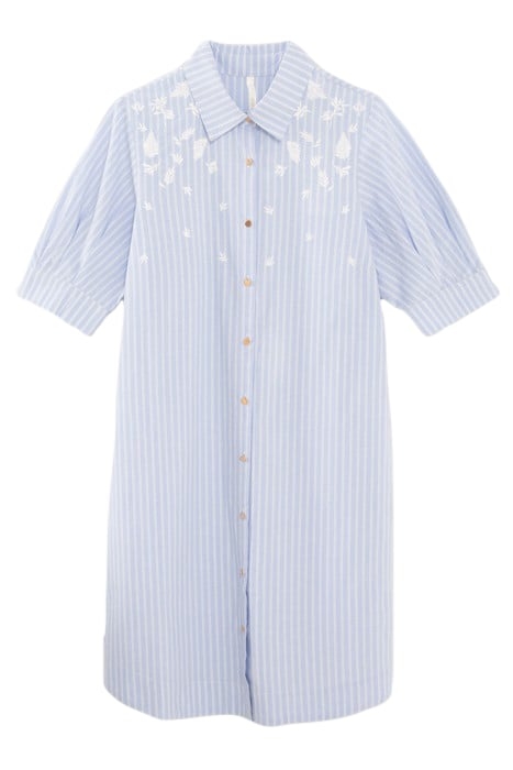 SKY BLUE STRIPED SHIRT DRESS, EMBROIDERED DICKEY 3