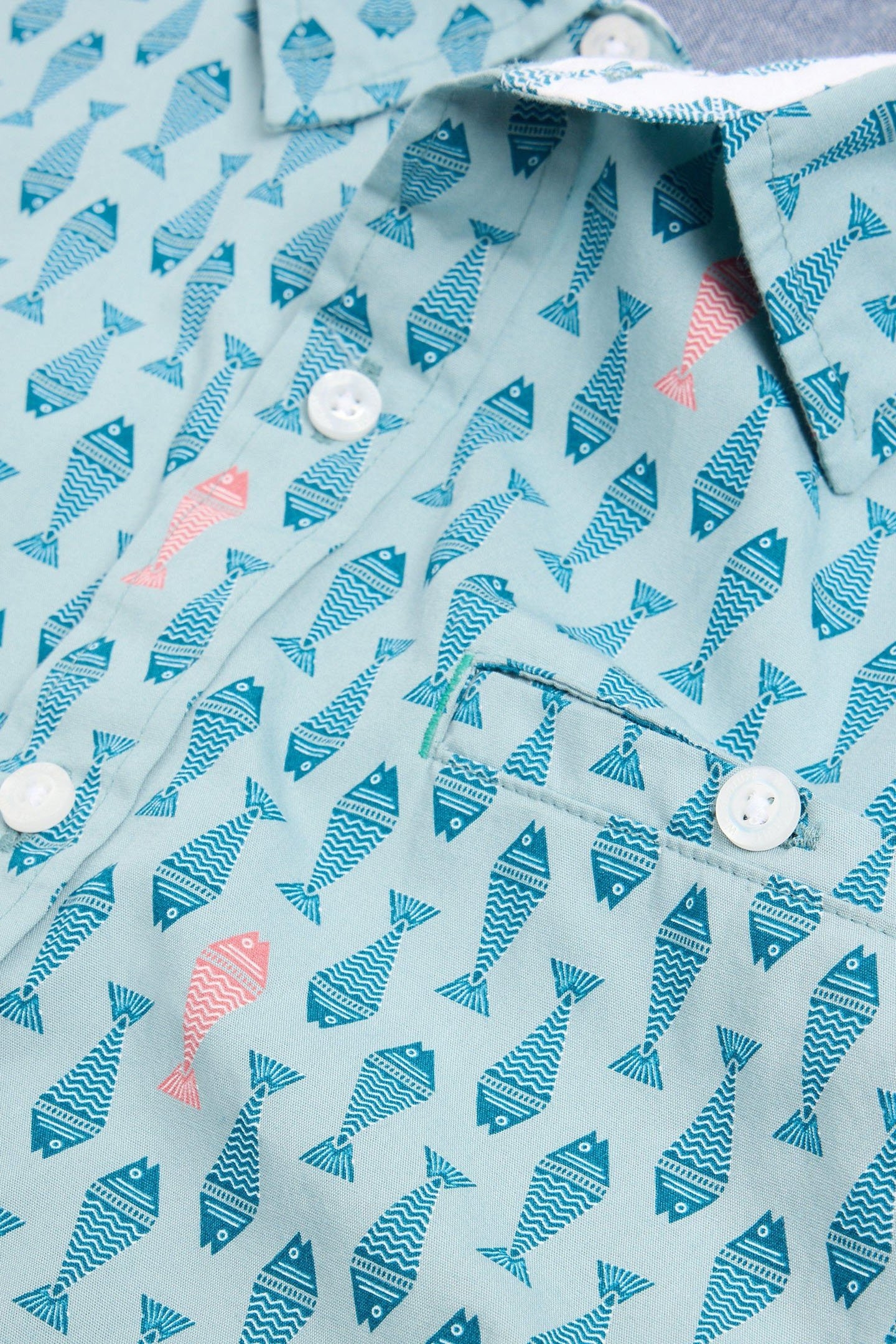 GEO FISH PRINTED SS SHIRT BLUE PRINT 7