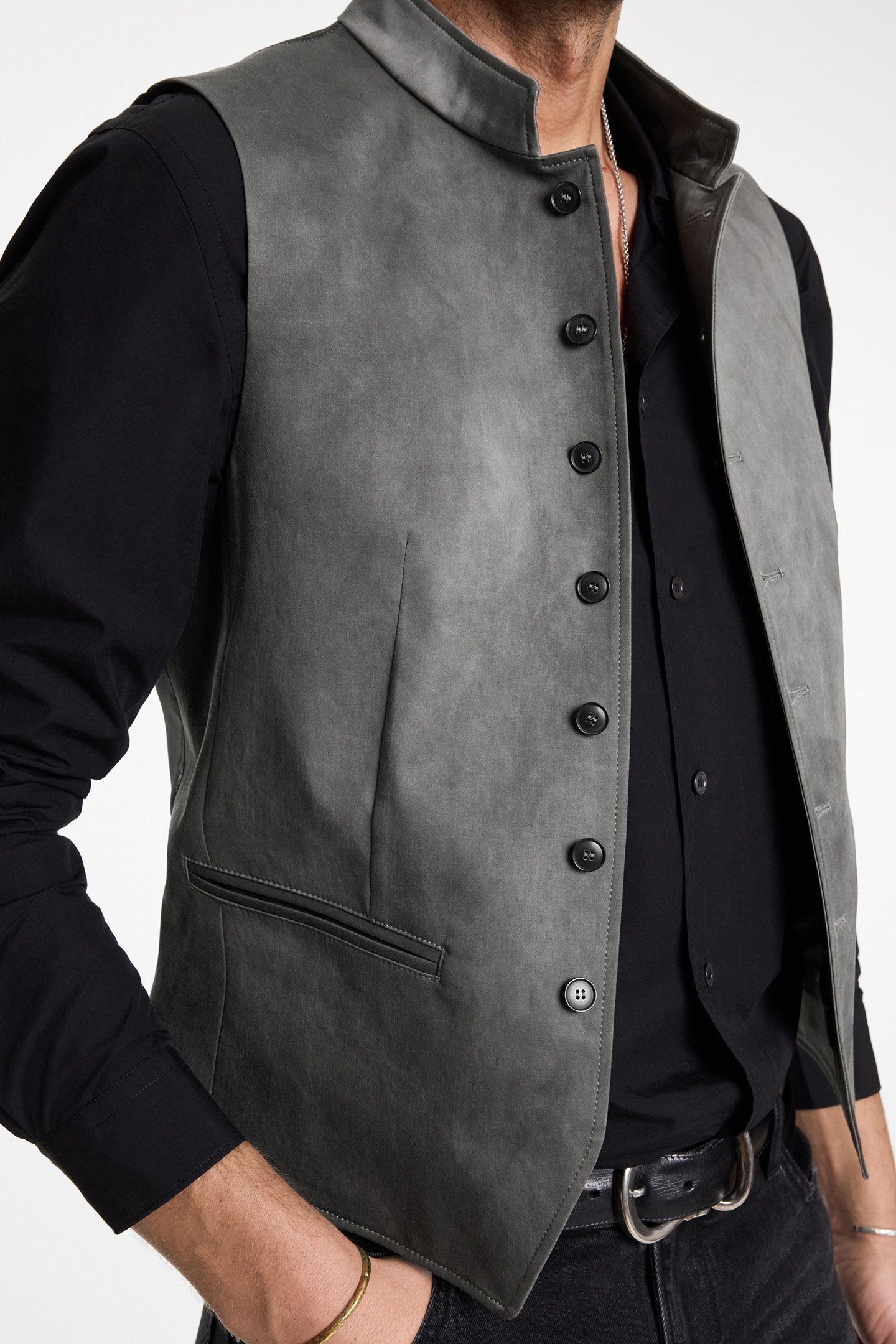 BUTTON FRONT CLOUSRE VEST FLAGSTONE GREY 3