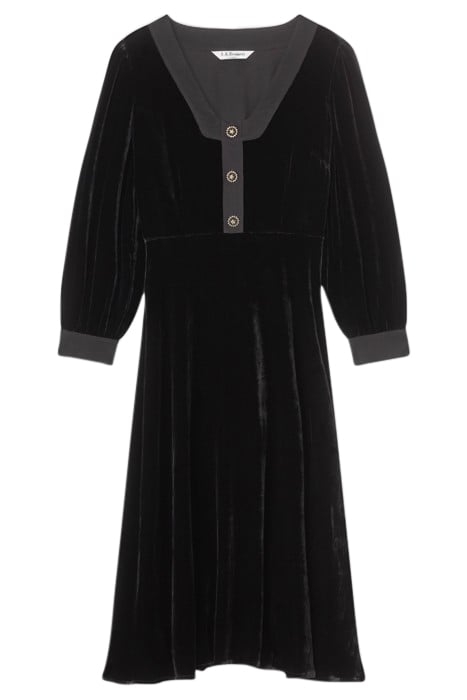 CORDELIA VELVET MIDI DRESS BLACK 3
