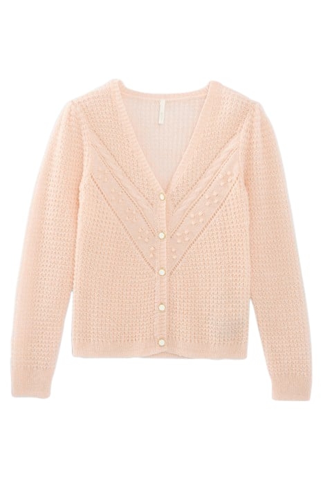 FRESH PINK DECORATIVE KNIT CARDIGAN 1