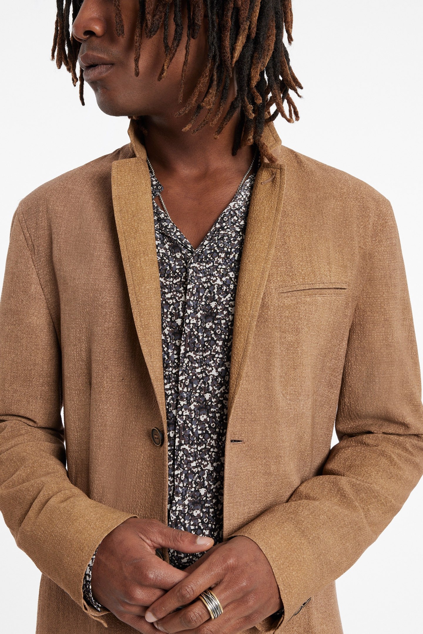 SLIM FIT NOTCH LAPEL JACKET CLAY BROWN 3