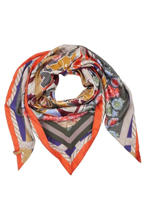 SILK SCARF ST. TROPEZ EQUESTRIAN RED GREEN 1