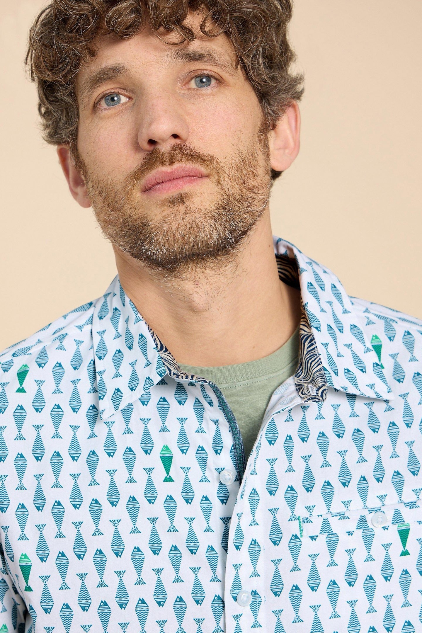 GEO FISH PRINTED SS SHIRT WHITE PRINT 5