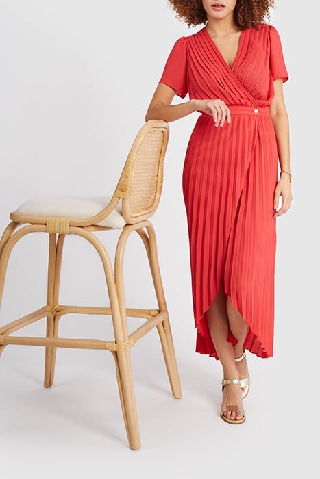CANDY FLASH PLEATED LONG WRAP DRESS 4