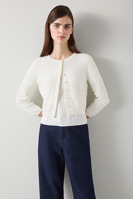 MARIA BEADED CARDIGAN IVORY 1