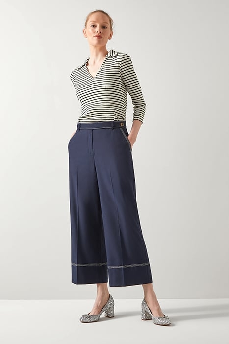 SOPHIA CROP WIDE-LEG & FLARED JEANS NAVY/CREAM 1