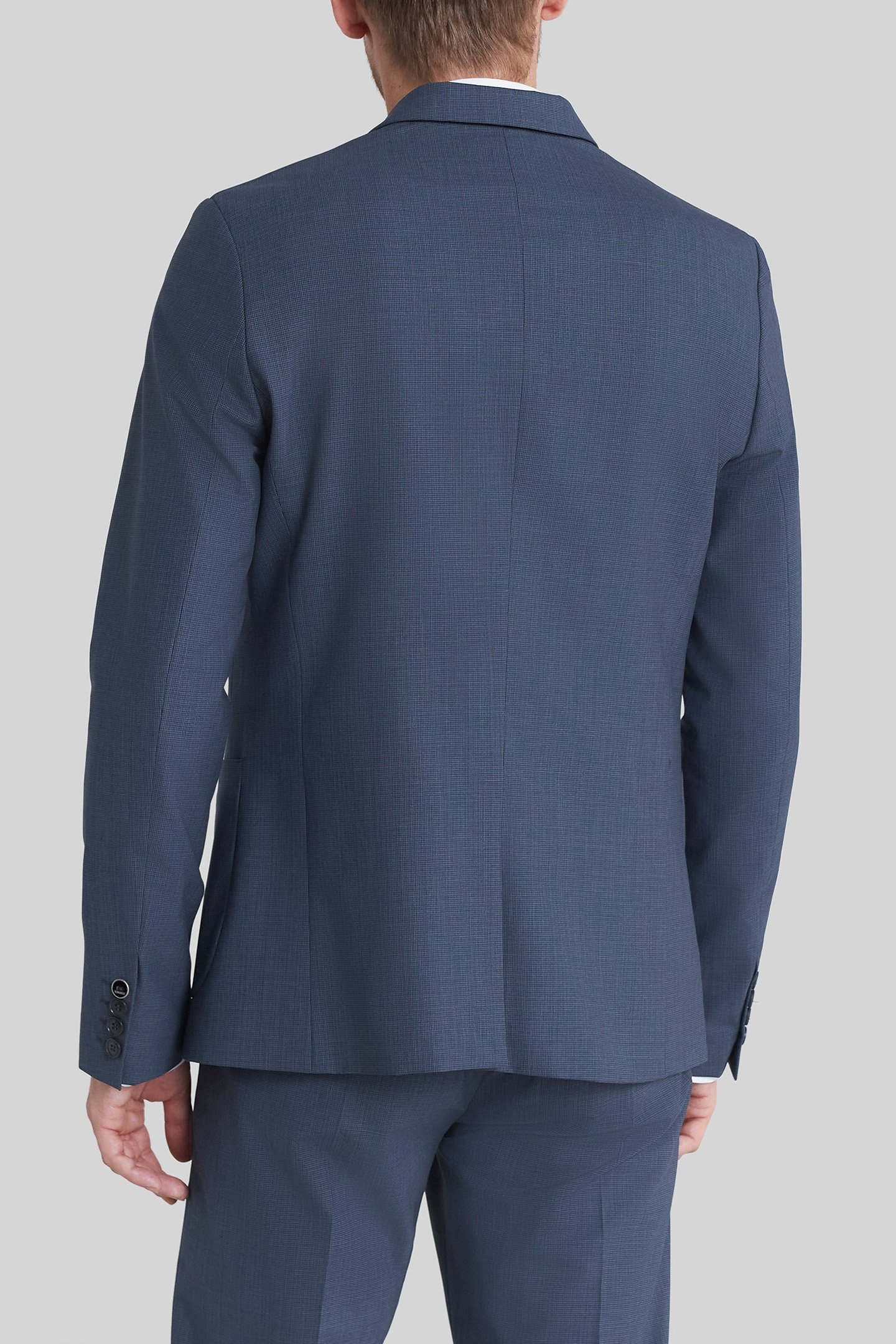 NAVY MINI-CHECK TRAVEL SUIT SUIT JACKET 2