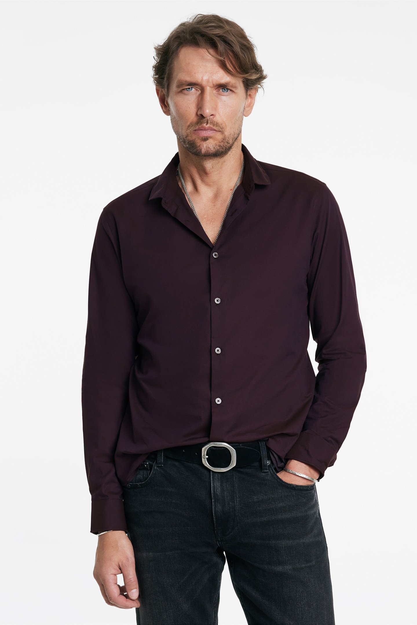 SLIM FIT SHIRT WITH WIRE DARK PLUM 1