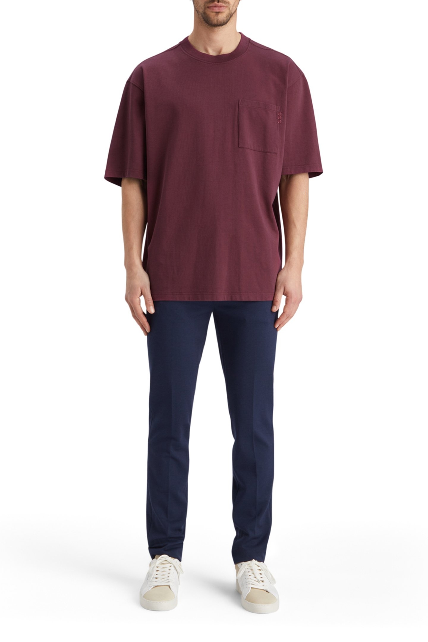 3 CROSSES LOOSE FIT CHEST POCKET T-SHIRT WINE 3