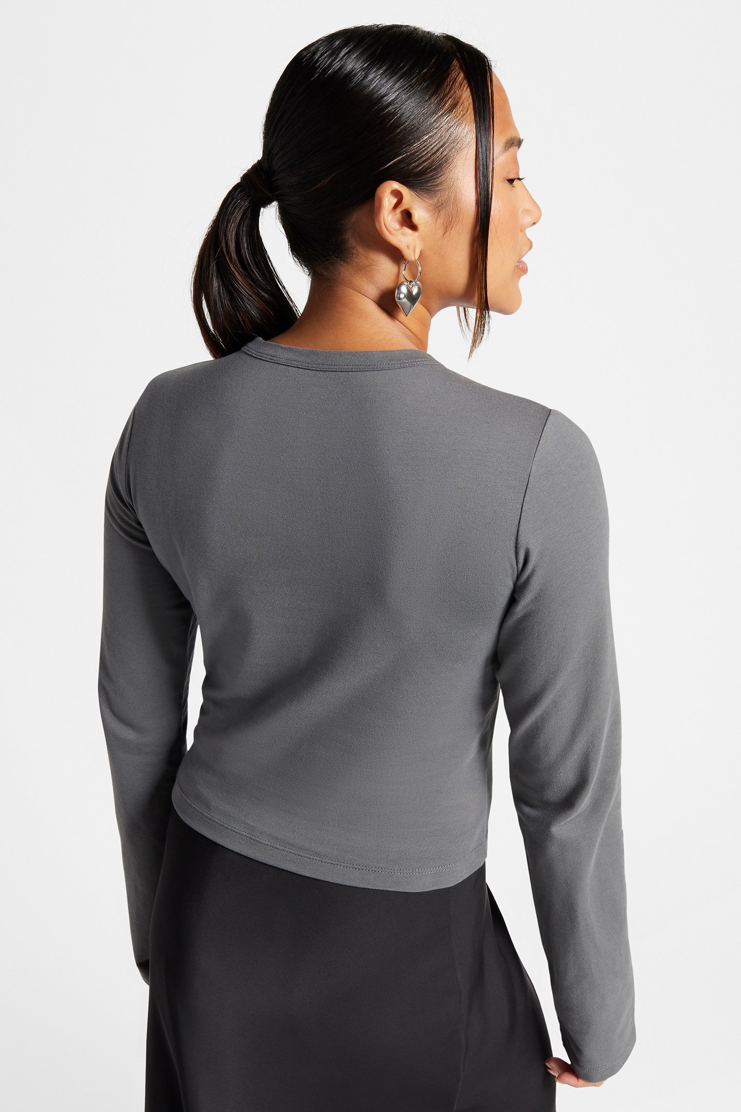 METALLIC PATCH LONG SLEEVE BABY T-SHIRT CYBER GREY 2