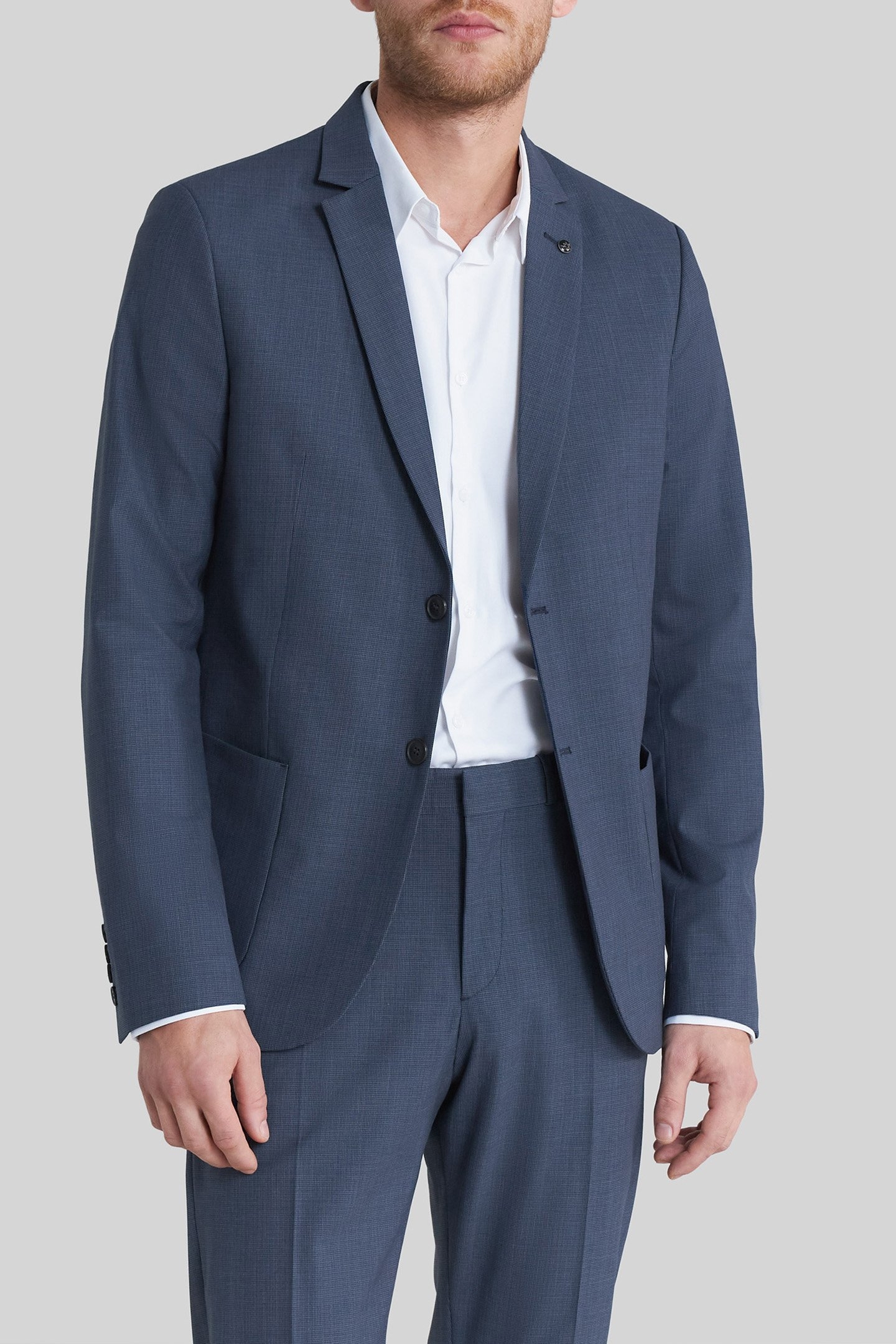 NAVY MINI-CHECK TRAVEL SUIT SUIT JACKET 5