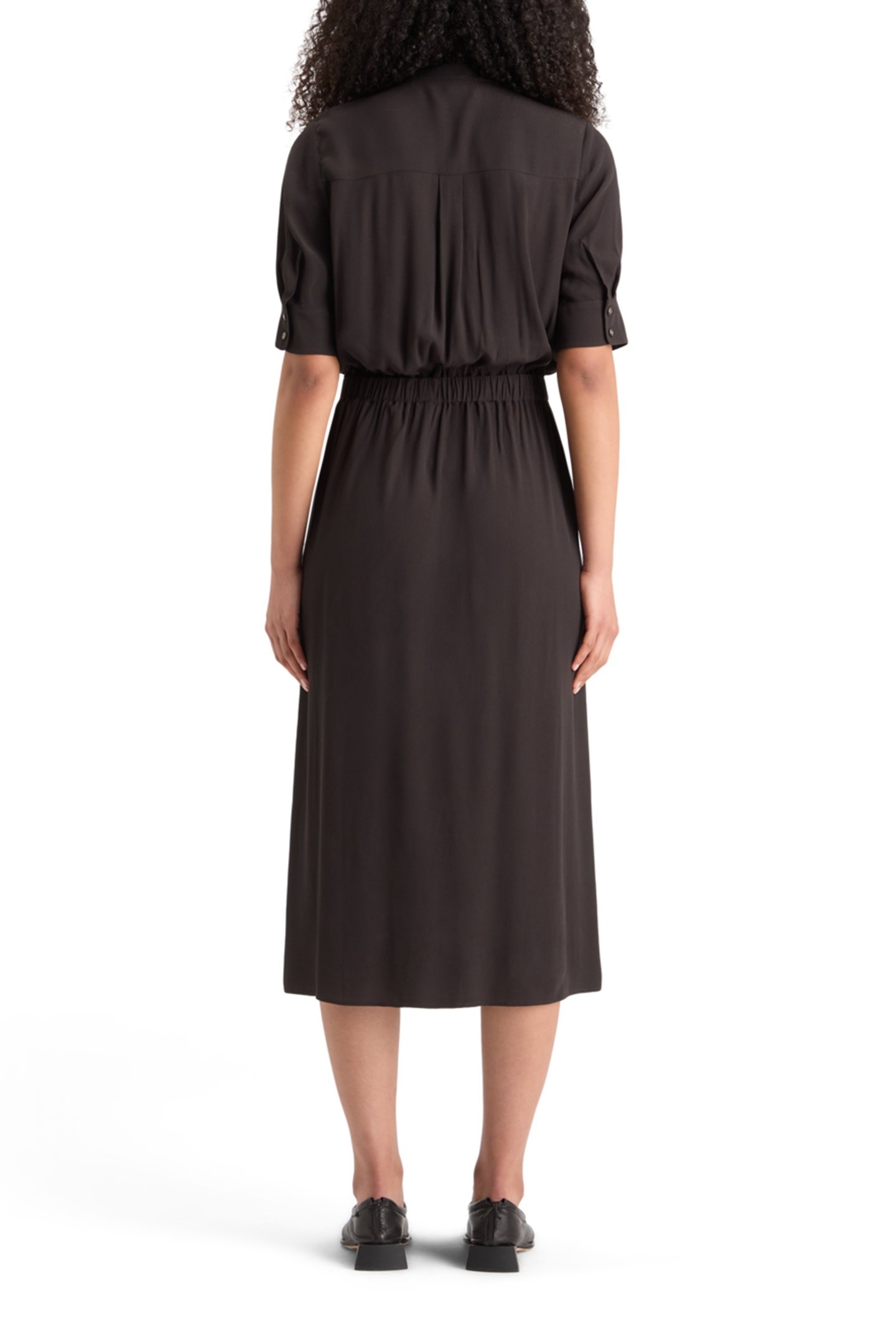 CREPE MIDI DRESS WITH CHEST POCKETS EVENING BLACK 2