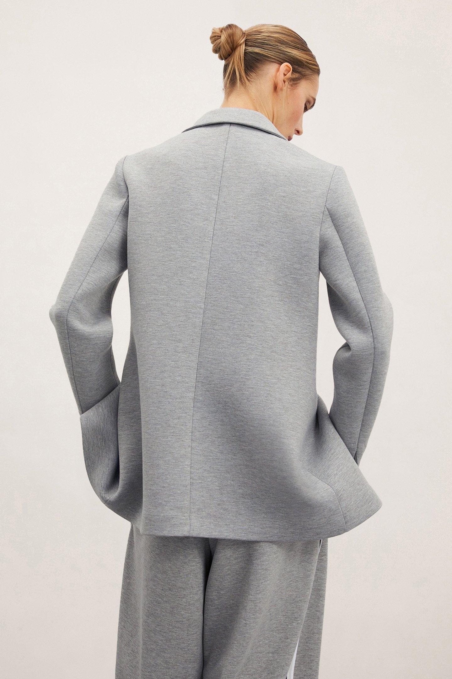 OVERSIZED NEOPRENE EFFECT BLAZER JACKET GREY 2