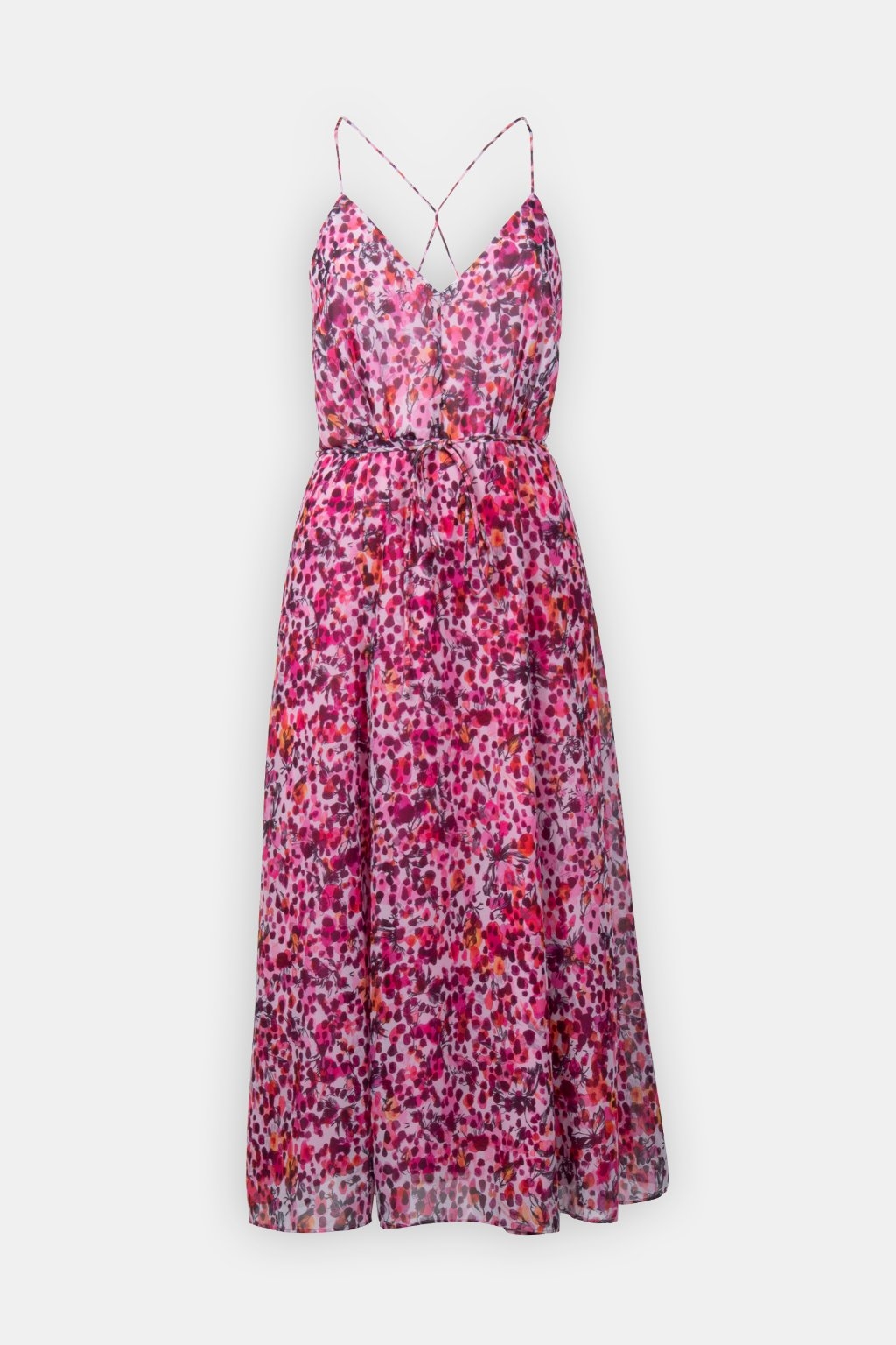 STRAPPY PRINTED MIDI DRESS PINK 3