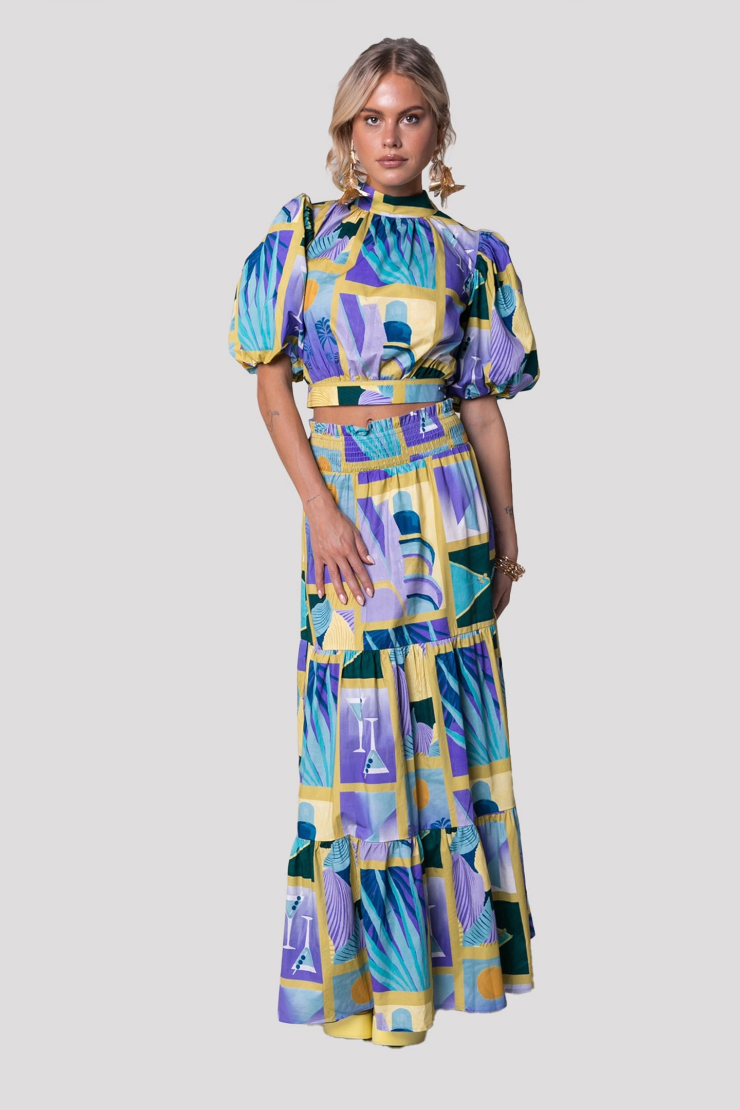 DEWI SCENERY SMOCK MAXI SKIRT MULTICOLOR 1