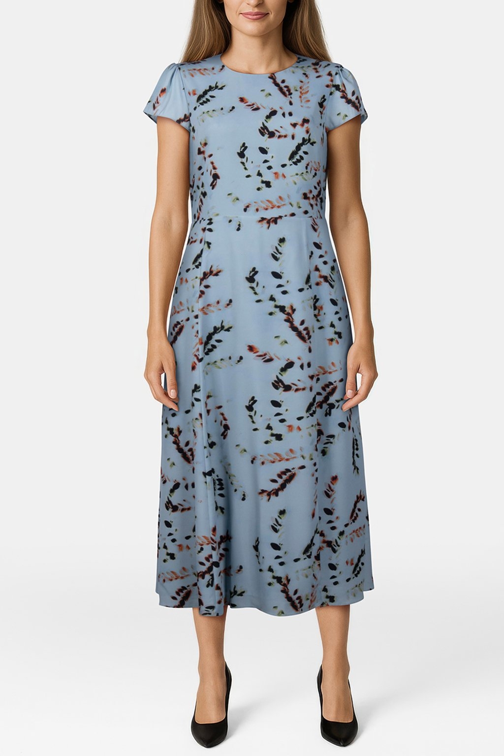 PRINTED MIDI DRESS SAGE 1