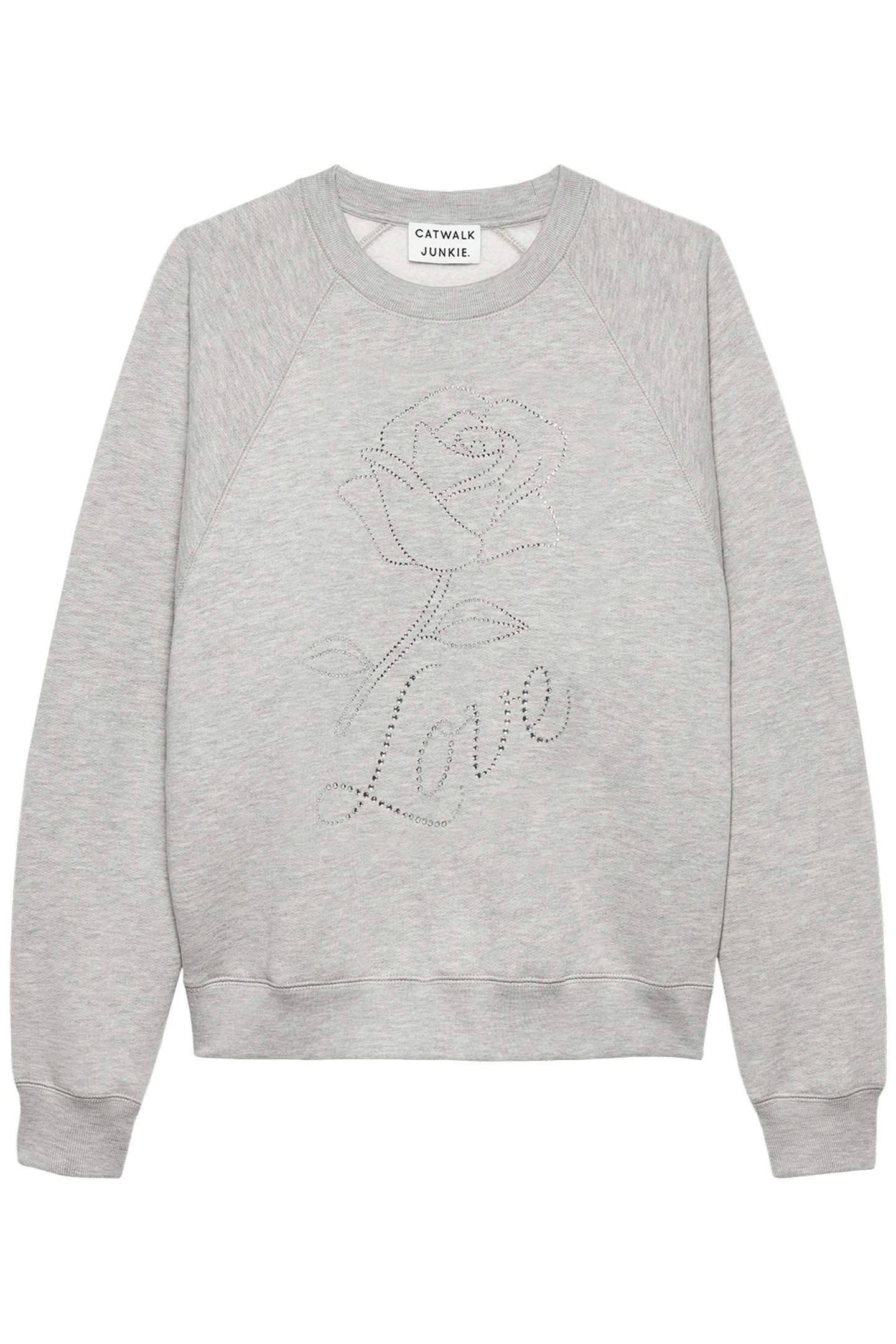 SWEATER WITH STRASS GRAPHIC GREY MELANGE 3