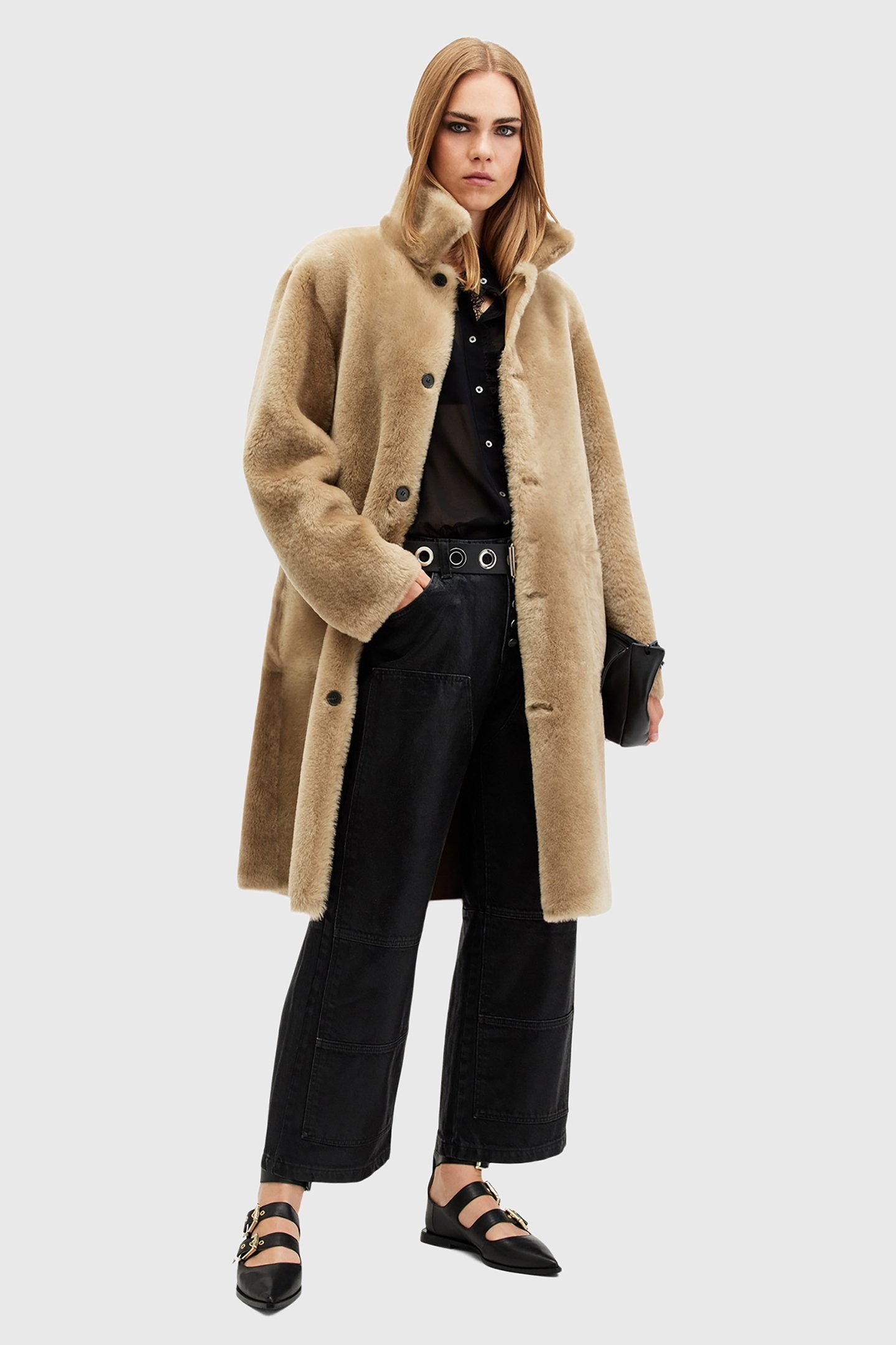 SERRA SHEARLING COAT TAUPE BROWN 2
